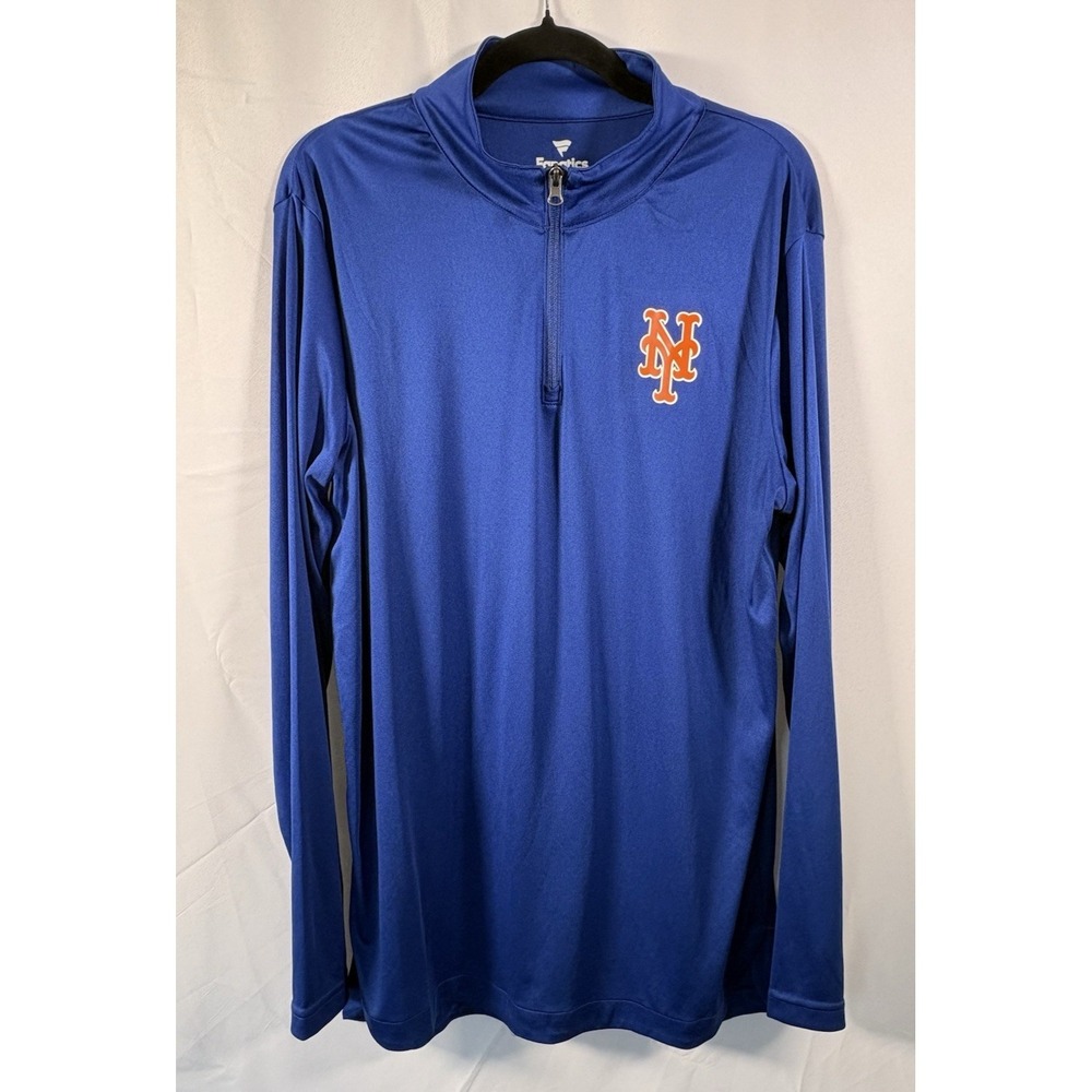 Fanatics light weight shirt size L New York Mets Blue logo 1/4 zip long sleeve